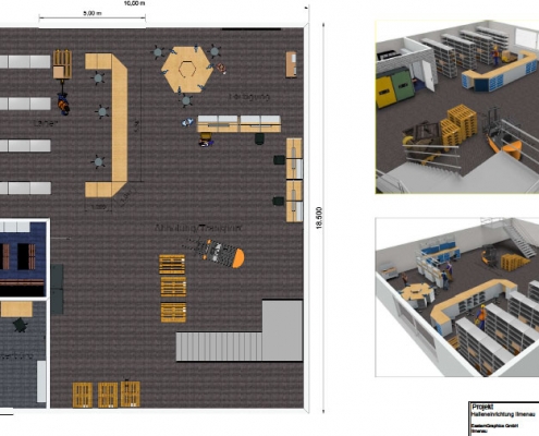 3D-Plan einer Werkshalle inkl. Einrichtungsplanung