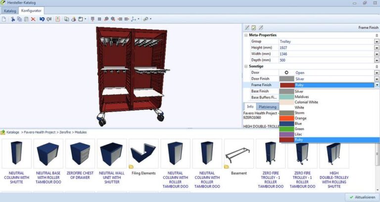 Labor-Rollwagen-von-Favero-konfiguriert-mit-dem-pCon.configurator